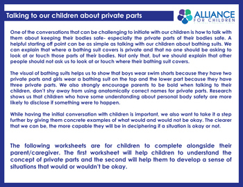 talking to children about private parts